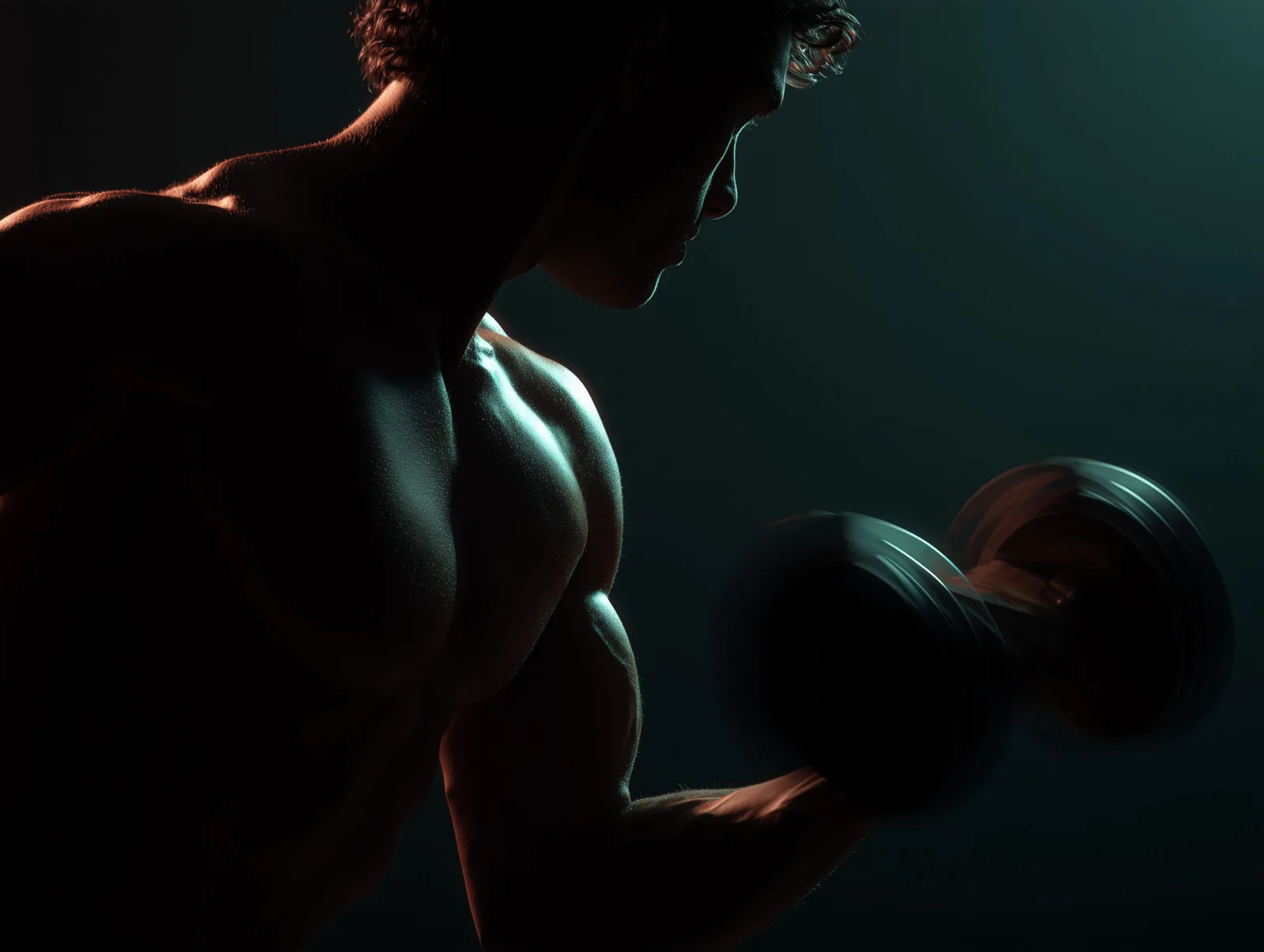 Athlet trainiert mit Kurzhantel im Gym