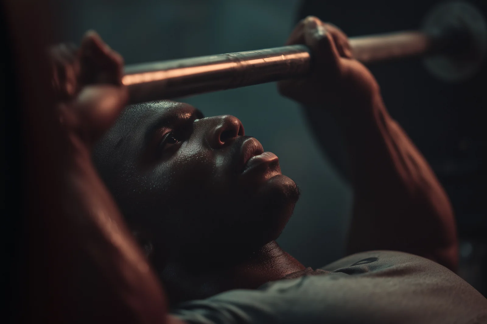 Athlet beim Bankdrücken im Gym